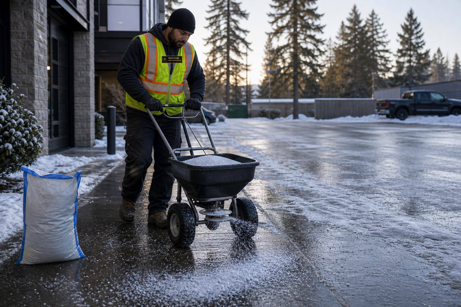 Snow Salting Materials and Surface Protection